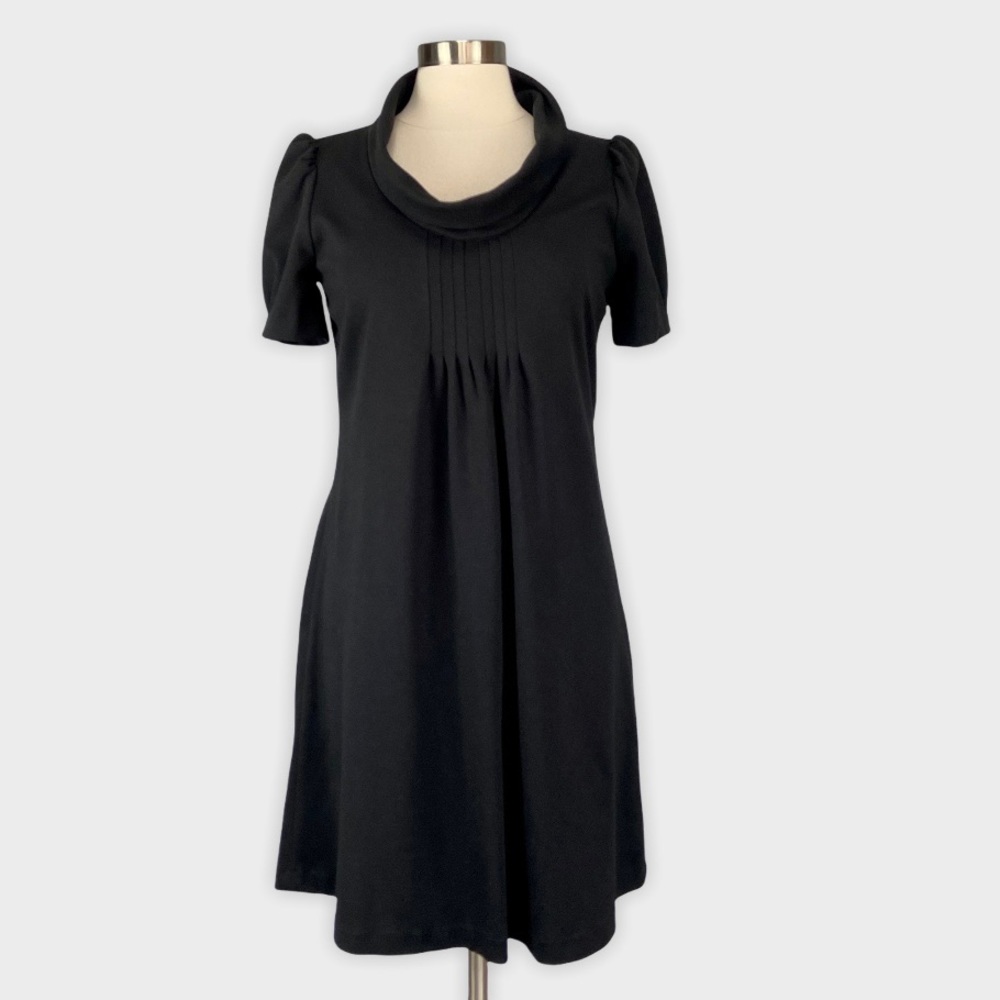 Calvin Klein Womens Black Cowl Neck Knit Dress Short Sleeves size 10